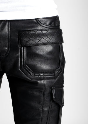 All Black Cargo Leather Pant