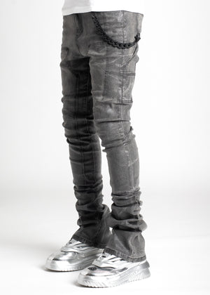 Cloud Grey Waxed Stacked Denim