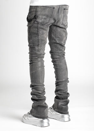 Cloud Grey Waxed Stacked Denim