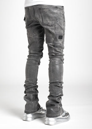 Cloud Grey Waxed Stacked Denim