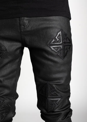 Obsidian Black Icon Stacked Denim