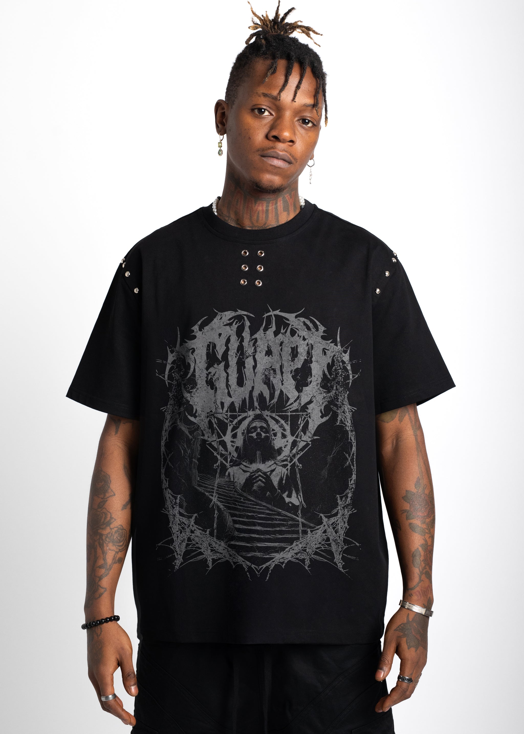 Obsidian Black Rivets Tee