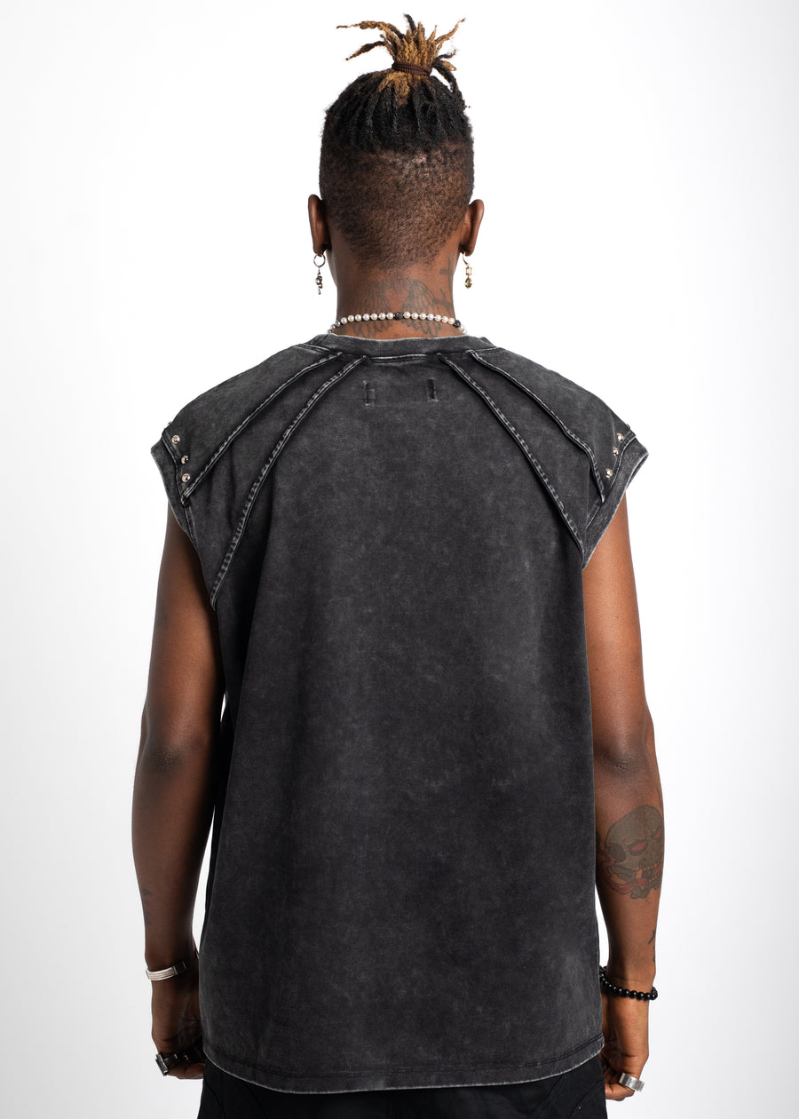 Stone Wash Sleeveless Tee V1