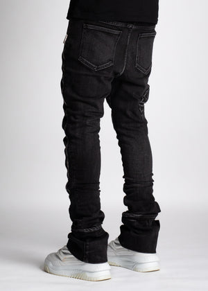 Iron Grey Stacked Zipper Denim