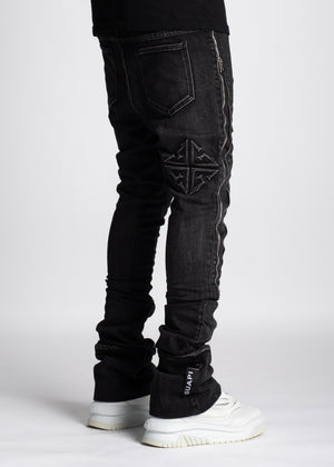 Iron Grey Stacked Zipper Denim