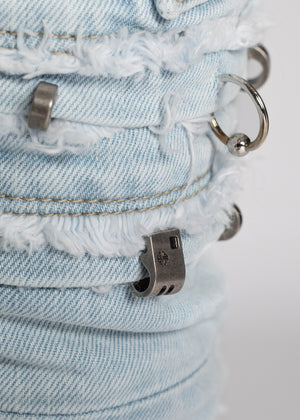 Aqua Blue Stacked Piercing Denim