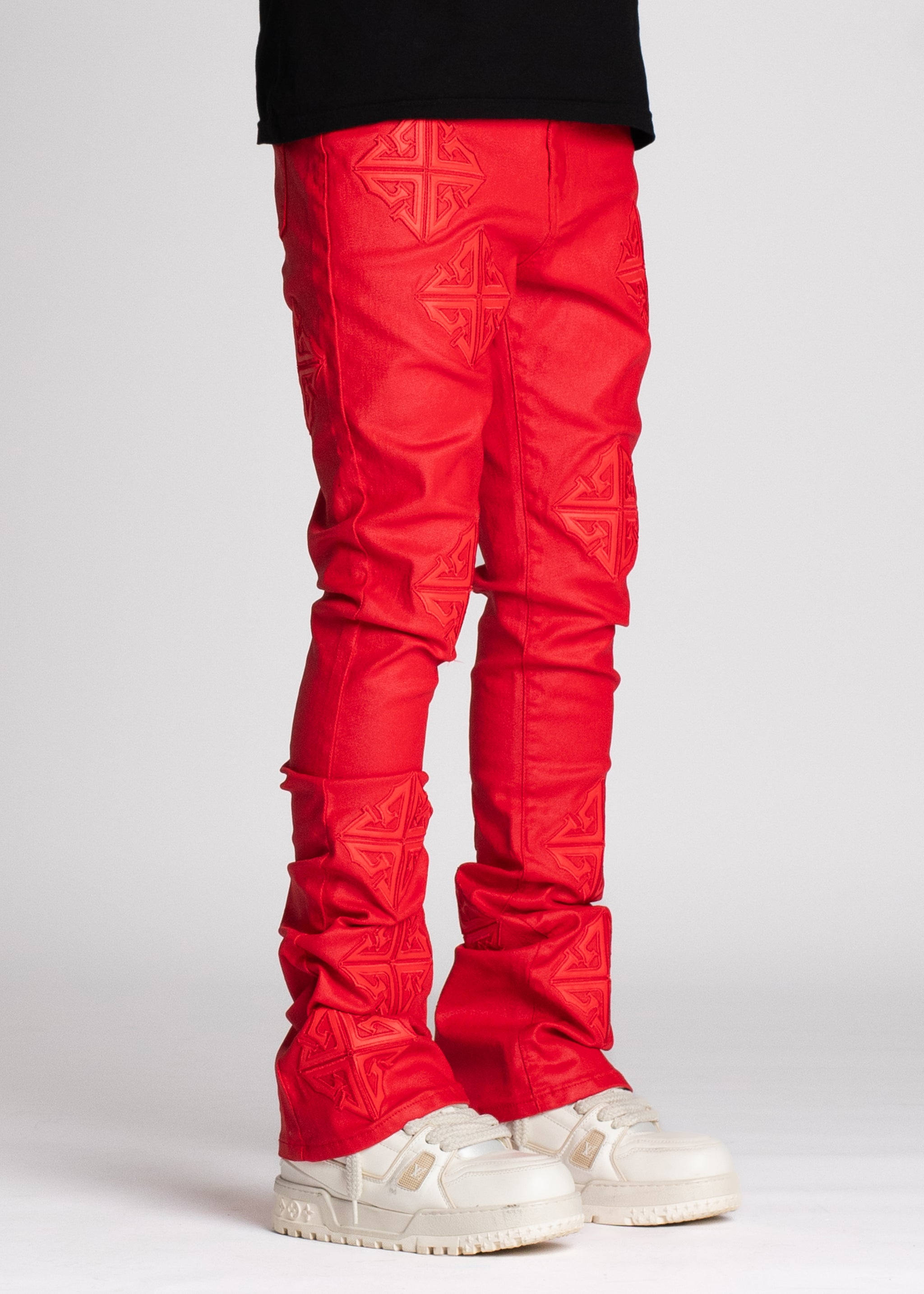Crimson Red Icon Stacked Denim