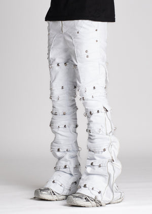 Ghost White Stacked Piercing Denim