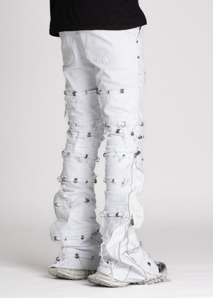 Ghost White Stacked Piercing Denim