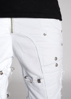 Ghost White Stacked Piercing Denim