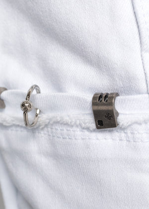 Ghost White Stacked Piercing Denim