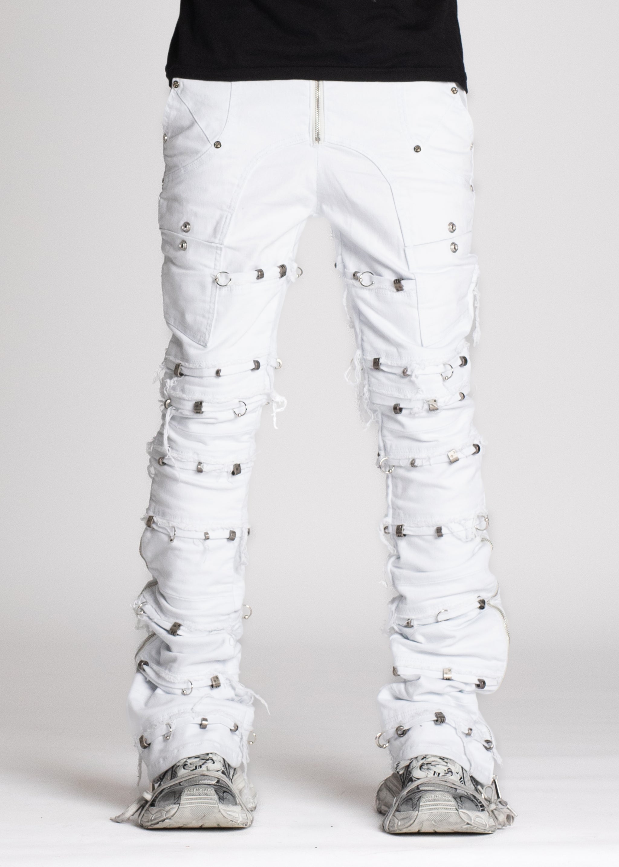 Ghost White Stacked Piercing Denim