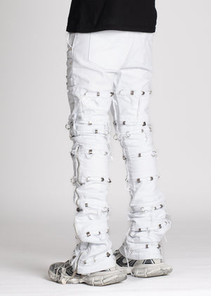 Ghost White Stacked Piercing Denim