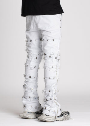 Ghost White Stacked Piercing Denim