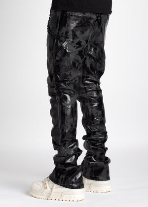 Jet Black Leather Carpenter Denim