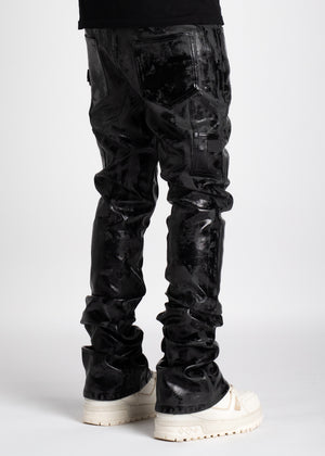 Jet Black Leather Carpenter Denim
