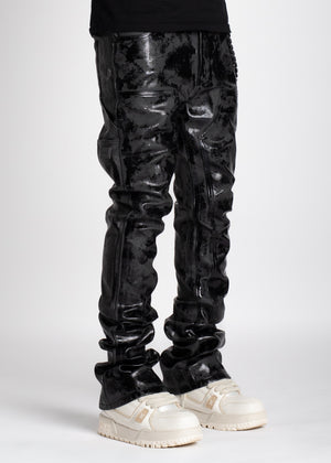 Jet Black Leather Carpenter Denim