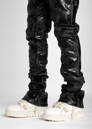 Jet Black Leather Carpenter Denim