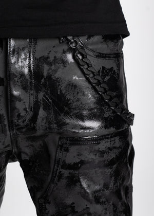 Jet Black Leather Carpenter Denim