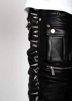 パンツ GUAPI ALL BLACK STACKED LEATHER PANT 30 All Black Super Stacked Leather Pant