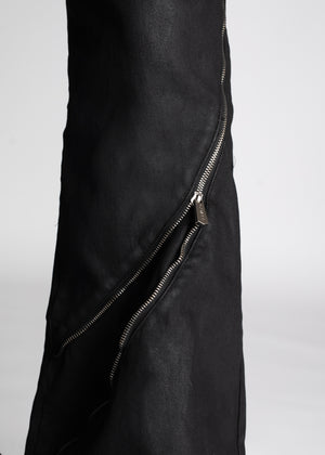 Obsidian Black Waxed Zipper Denim