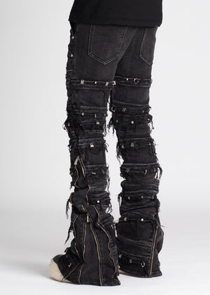 Iron Grey Stacked Piercing Denim