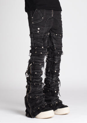 Iron Grey Stacked Piercing Denim
