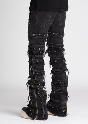 Iron Grey Stacked Piercing Denim