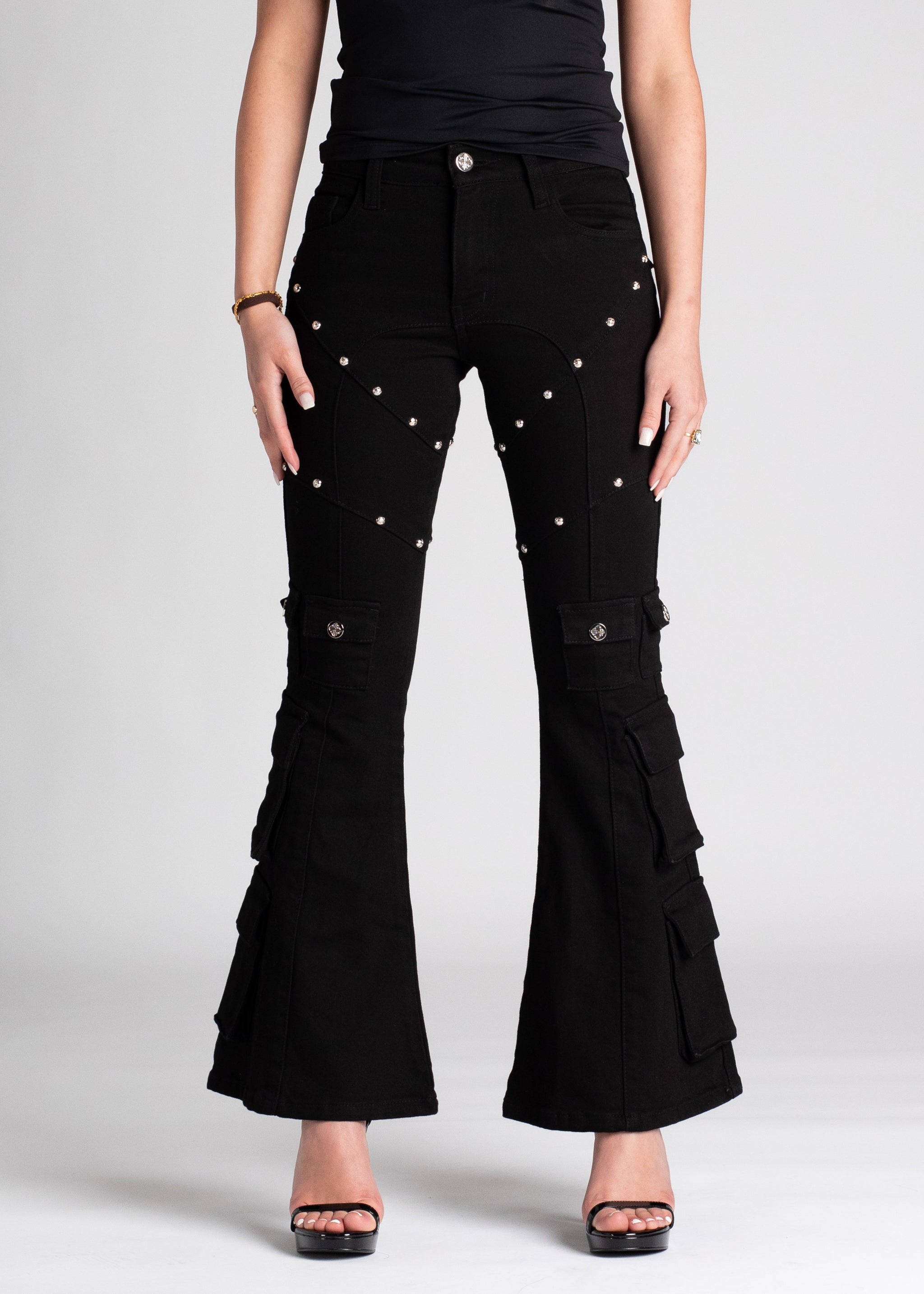 Obsidian Black Flared Denim