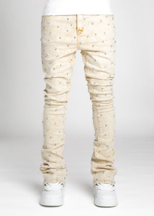Cream Embellished Denim