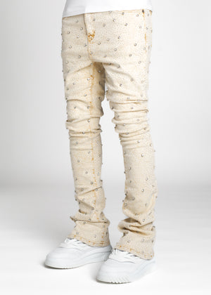 Cream Embellished Denim