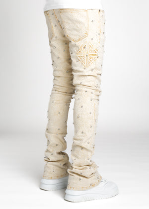 Cream Embellished Denim