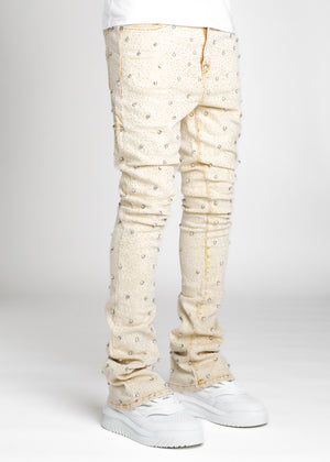 Cream Embellished Denim