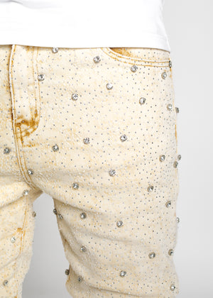 Cream Embellished Denim
