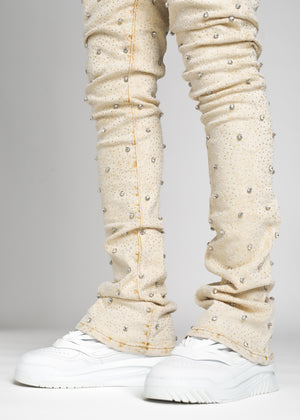 Cream Embellished Denim