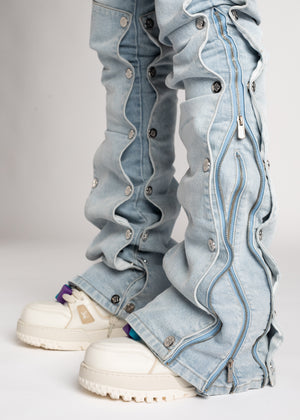 Aqua Blue Stacked Premium Denim