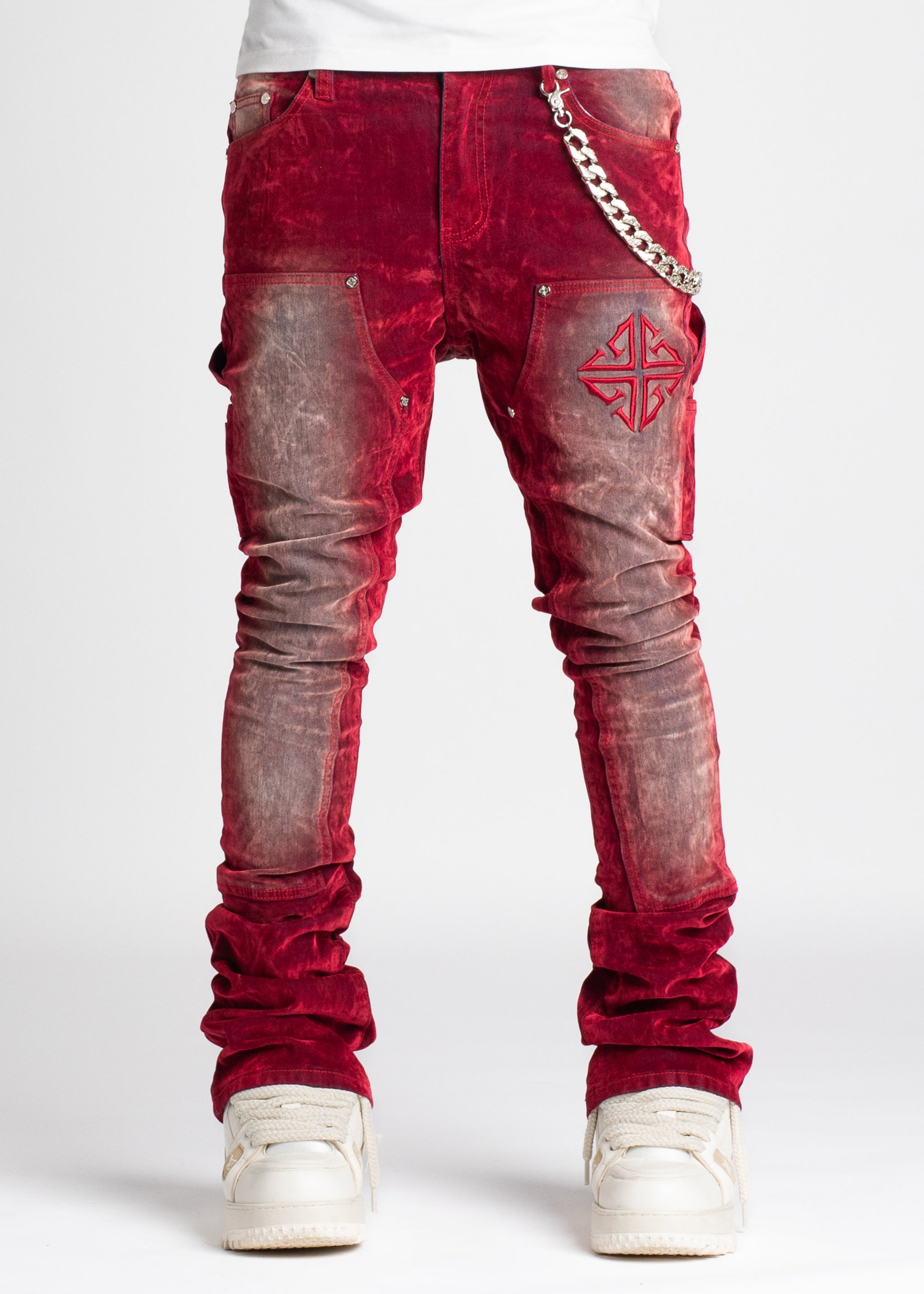 Velvet Red Carpenter Stacked Denim