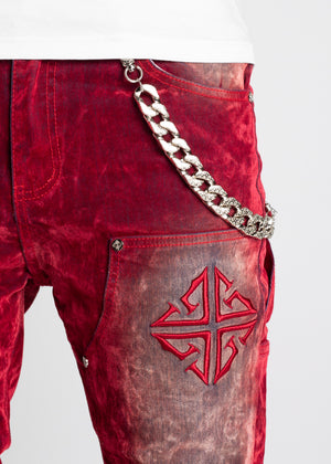 Velvet Red Carpenter Stacked Denim