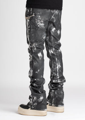 Obsidian Black Leather Carpenter Pants