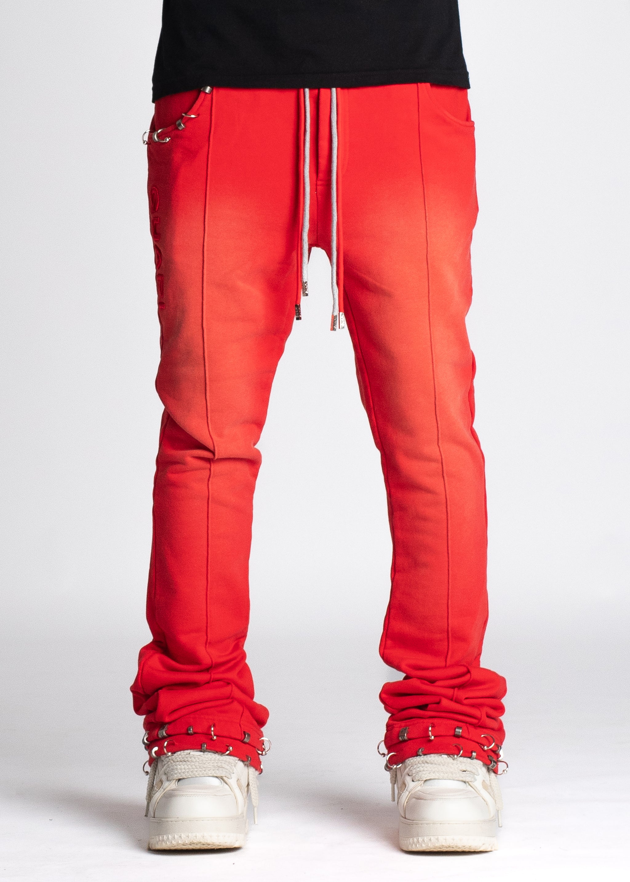 Crimson Red Piercing Sweat Pants