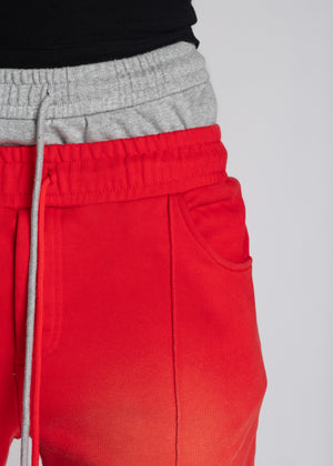 Crimson Red Piercing Sweat Pants