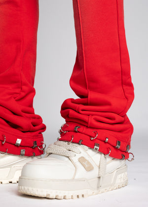 Crimson Red Piercing Sweat Pants