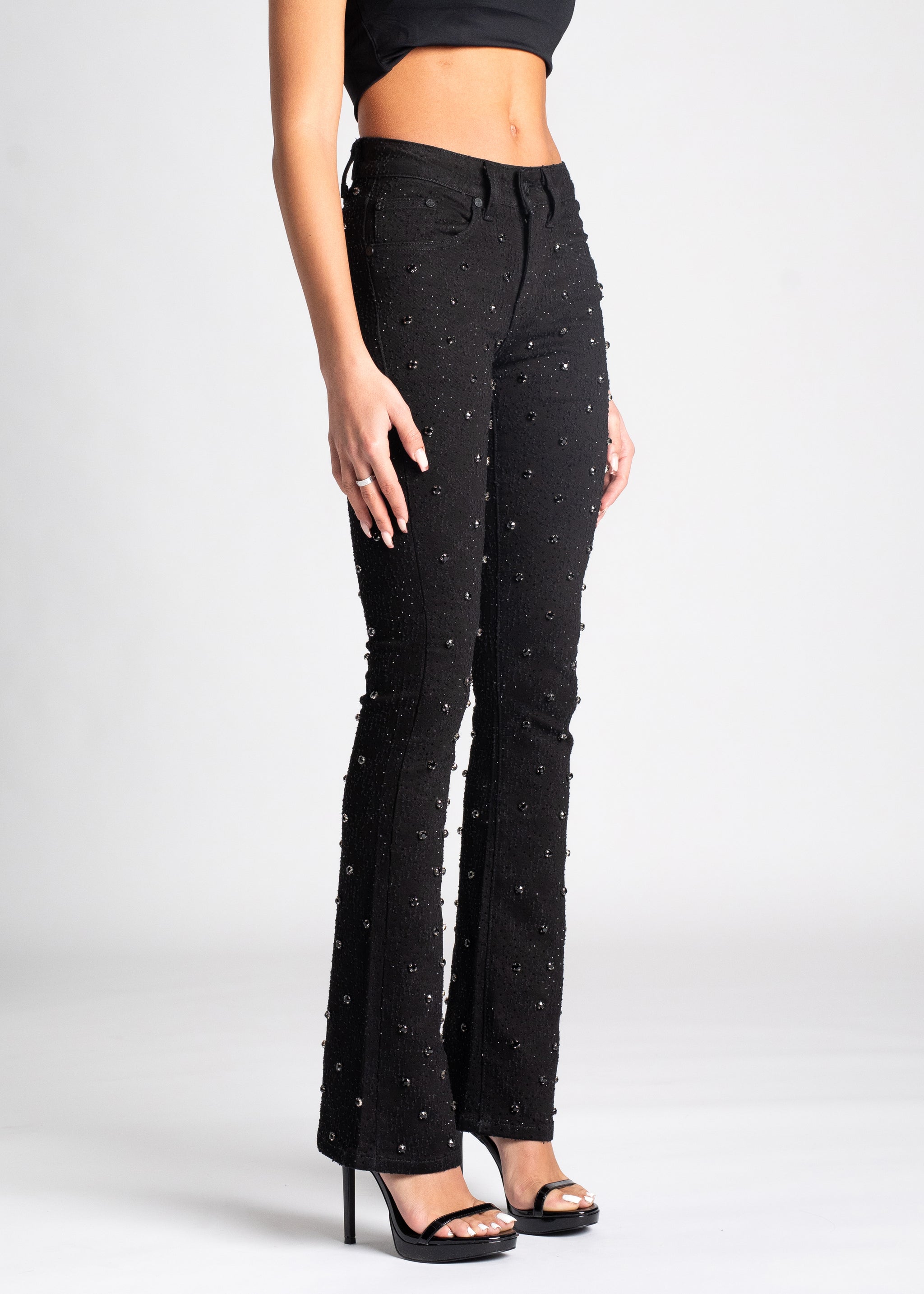 All Black Embellished Skinny Denim