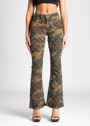 Camo Embellished Skinny Denim