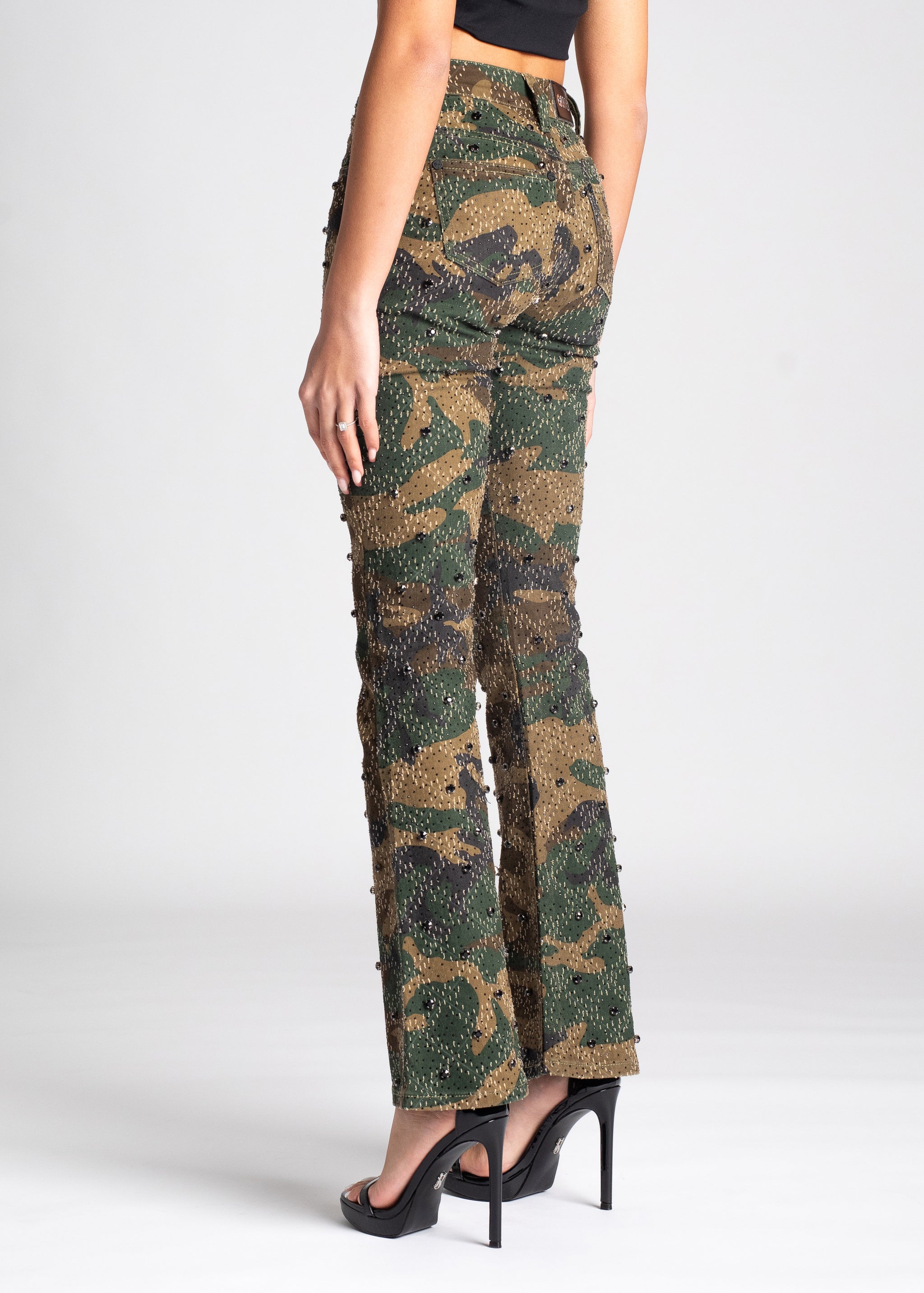 Camo Embellished Skinny Denim