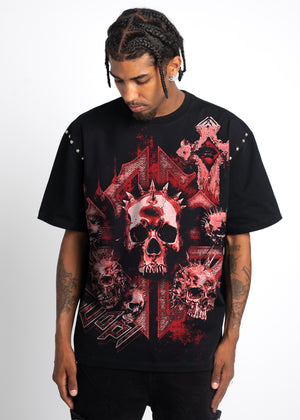 ブラッドレッドスカルTシャツ
