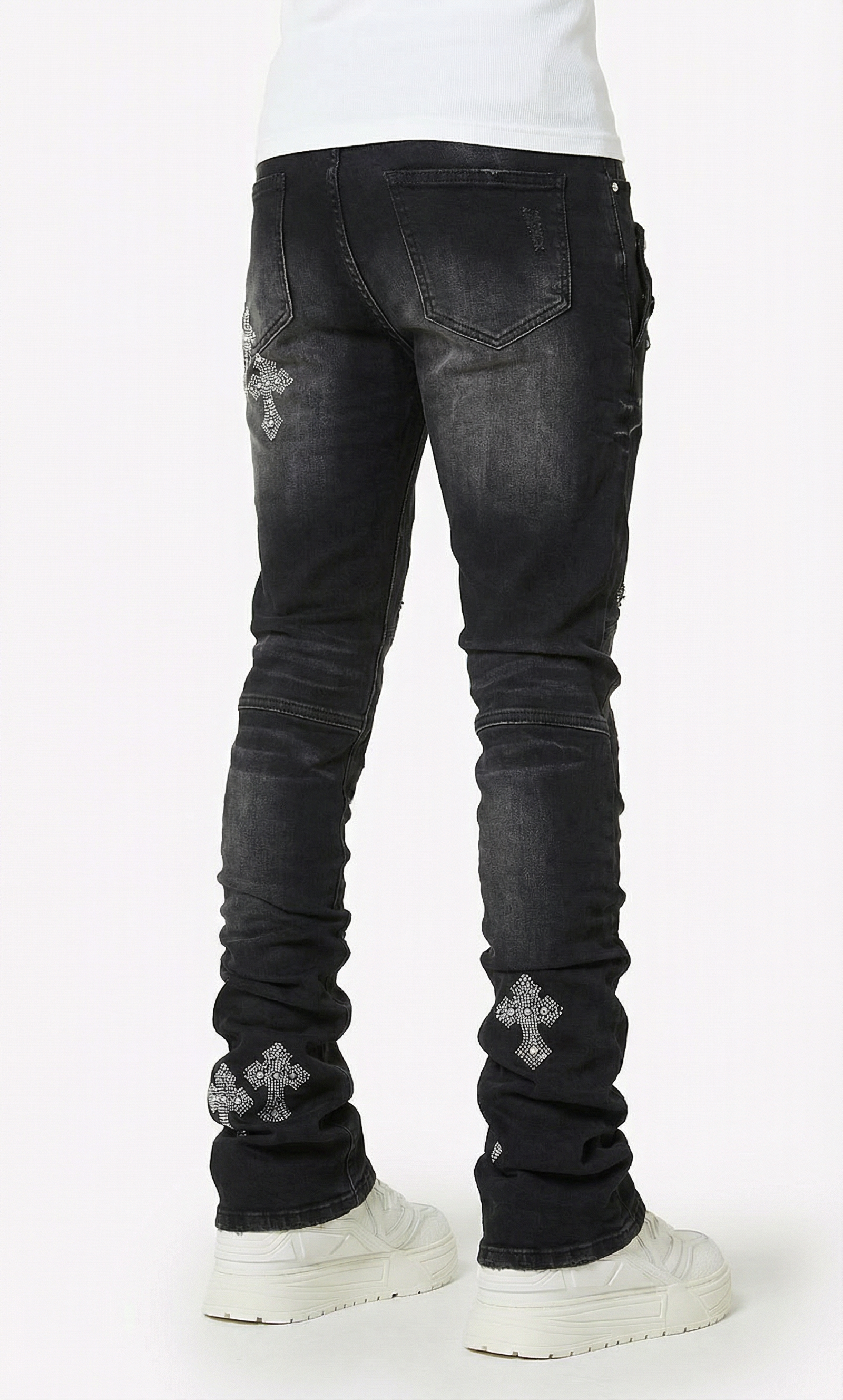 Obsidian Black Faded Cross Denim