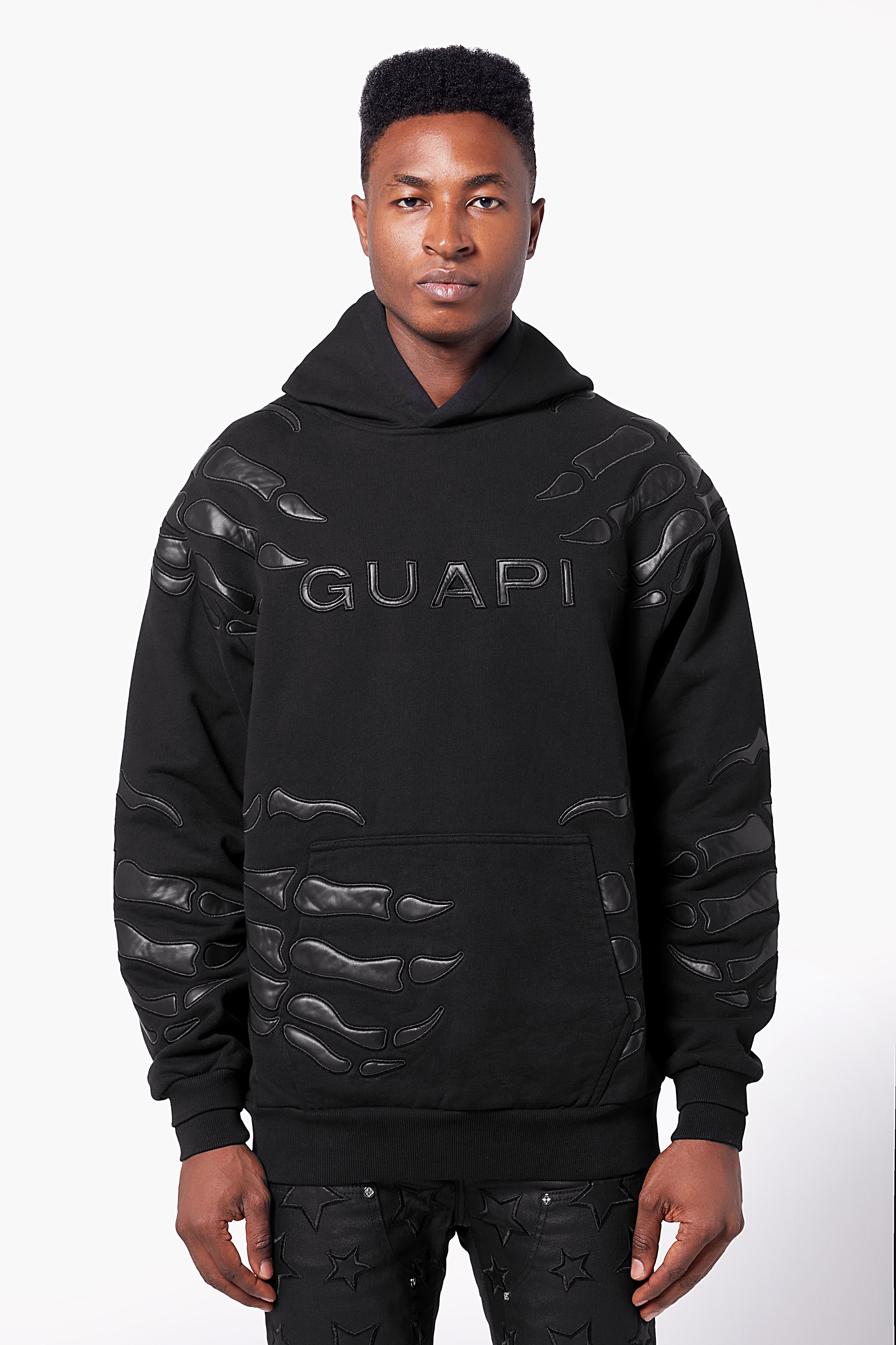 送関込【GUAPI】 ブラック ヘル ドラッガー パーカー Obsidian Black Hell Dragger Hoodie - Guapi Clothing