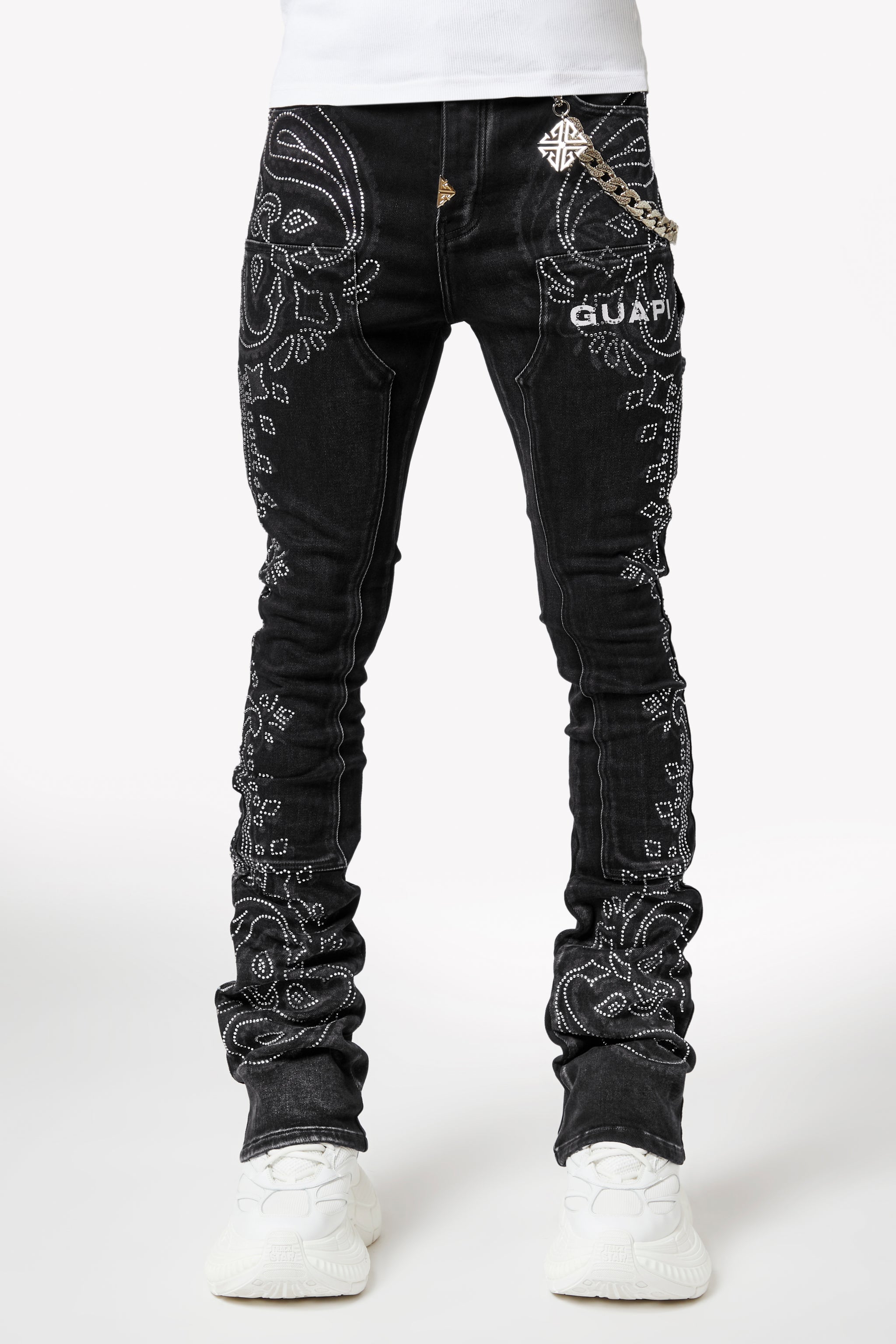 Vintage Black Paisley Denim