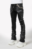 Vintage Black Paisley Denim